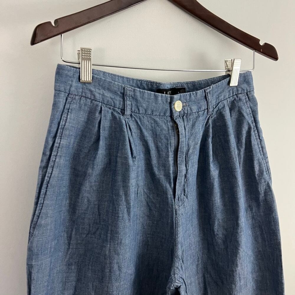 Lauren Ralph Lauren Blue Chambray Pleated Wide Leg Pants Women Size 6 - Picture 9 of 11